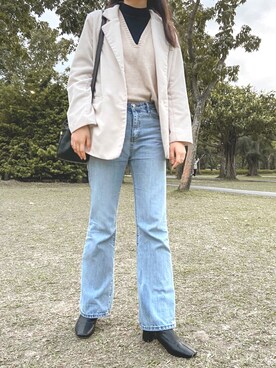 「CACO（カコ）のアイテム（パンツ）」を使った、Hさん（レディース・164cm）の冬コーディネート