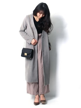 「Pierrot（ピエロ）の●UVカット＆お家で洗えるVネック長袖ウォッシャブルリブニット（ニット/セーター）」を使った、Pierrotスタッフ★大人に似合う高コスパ服をお届けさん（レディース・162cm）の冬コーディネート