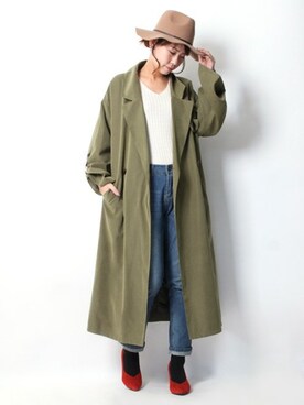 「Pierrot（ピエロ）の●UVカット＆お家で洗えるVネック長袖ウォッシャブルリブニット（ニット/セーター）」を使った、Pierrotスタッフ★大人に似合う高コスパ服をお届けさん（レディース・159cm）の冬コーディネート