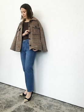 「Pierrot（ピエロ）のアイテム（その他アウター）」を使った、Pierrotスタッフ★大人に似合う高コスパ服をお届けさん（レディース・166cm）の秋コーディネート