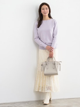 「カシミヤタッチ」｜Pierrotスタッフ★大人に似合う高コスパ服をお届けさん（レディース・163cm）の冬コーディネート