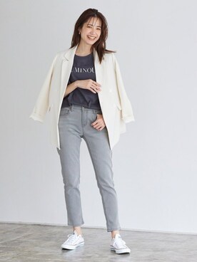 「Pierrot（ピエロ）のアイテム（その他アウター）」を使った、Pierrotスタッフ★大人に似合う高コスパ服をお届けさん（レディース・165cm）の春コーディネート
