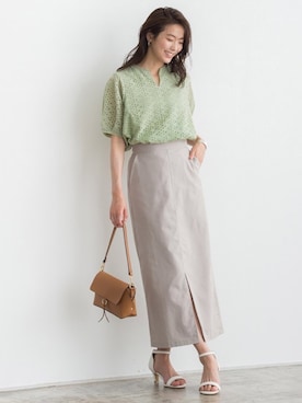 「コットンレース」｜Pierrotスタッフ★大人に似合う高コスパ服をお届けさん（レディース・163cm）の春コーディネート