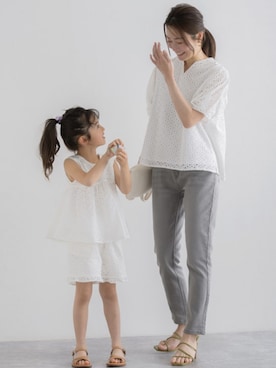 「コットンレース」｜Pierrotスタッフ★大人に似合う高コスパ服をお届けさん（レディース・163cm）の夏コーディネート