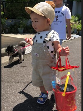 「おんなのこコーデ」｜「アイテム（サロペット/オーバーオール）」を使った、Kさん（キッズ・74cm）の夏コーディネート
