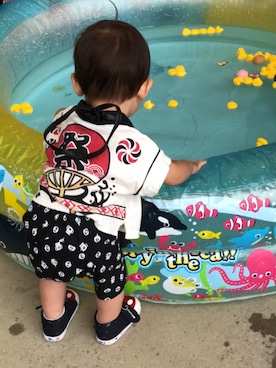 「no brand（ノーブランド）のアイテム（浴衣）」を使った、Kさん（キッズ・74cm）の夏コーディネート