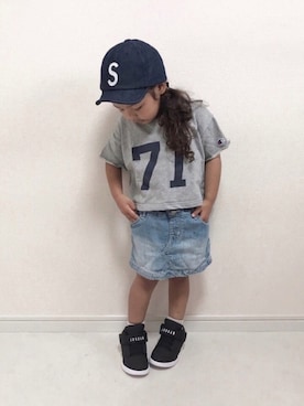 「ナンバーTシャツ」｜「アイテム（その他）」を使った、Maya⋆Sarahさん（キッズ・90cm）の夏コーディネート
