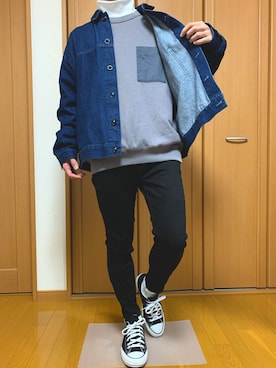 「RAGEBLUE（レイジブルー）のアイテム（デニムジャケット）」を使った、jo_wearさん（メンズ・170cm）の冬コーディネート