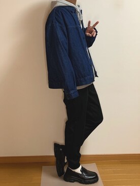 「RAGEBLUE（レイジブルー）のアイテム（デニムジャケット）」を使った、jo_wearさん（メンズ・170cm）の冬コーディネート