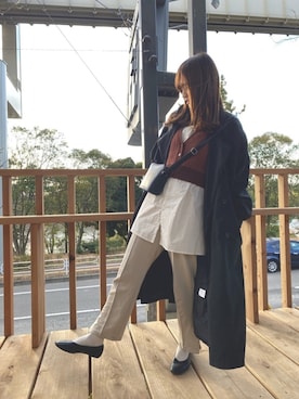 「kutir（クティール）のアイテム（トレンチコート）」を使った、Be.さん（レディース・159cm）の冬コーディネート
