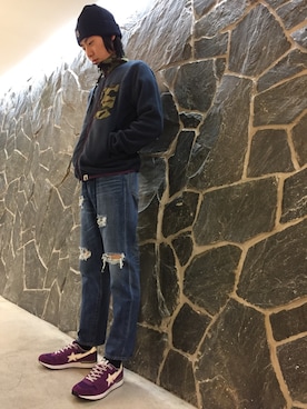 「Bape」｜「アイテム（ミリタリージャケット）」を使った、森本 茂雄さん（メンズ・178cm）の秋コーディネート