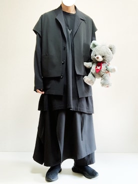 「Lui's（ルイス）のアイテム（ノーカラージャケット）」を使った、ミニマルまぁさん（メンズ・163cm）の春コーディネート