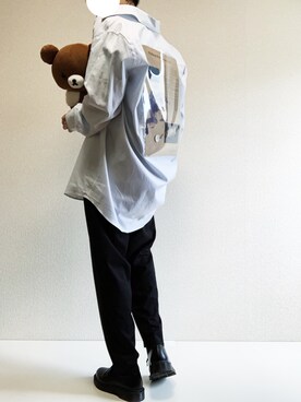 「Dr. Martens（ドクターマーチン）の［UNISEX/ユニセックス］Dr.Martens ドクターマーチン 3EYE GIBSON 1461 MONO 3ホール ギブソン シューズ（ドレスシューズ）」を使った、ミニマルまぁさん（メンズ・163cm）の春コーディネート