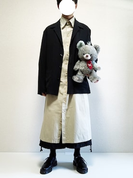 「Dr. Martens（ドクターマーチン）の［UNISEX/ユニセックス］Dr.Martens ドクターマーチン 3EYE GIBSON 1461 MONO 3ホール ギブソン シューズ（ドレスシューズ）」を使った、ミニマルまぁさん（メンズ・163cm）の夏コーディネート