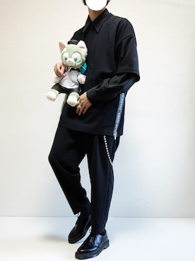 「Dr. Martens（ドクターマーチン）の［UNISEX/ユニセックス］Dr.Martens ドクターマーチン 3EYE GIBSON 1461 MONO 3ホール ギブソン シューズ（ドレスシューズ）」を使った、ミニマルまぁさん（メンズ・163cm）の夏コーディネート