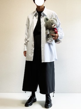 「Dr. Martens（ドクターマーチン）の［UNISEX/ユニセックス］Dr.Martens ドクターマーチン 3EYE GIBSON 1461 MONO 3ホール ギブソン シューズ（ドレスシューズ）」を使った、ミニマルまぁさん（メンズ・163cm）の夏コーディネート