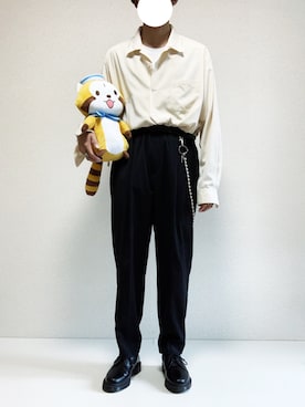 「Dr. Martens（ドクターマーチン）の［UNISEX/ユニセックス］Dr.Martens ドクターマーチン 3EYE GIBSON 1461 MONO 3ホール ギブソン シューズ（ドレスシューズ）」を使った、ミニマルまぁさん（メンズ・163cm）の夏コーディネート