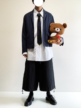 「Dr. Martens（ドクターマーチン）の［UNISEX/ユニセックス］Dr.Martens ドクターマーチン 3EYE GIBSON 1461 MONO 3ホール ギブソン シューズ（ドレスシューズ）」を使った、ミニマルまぁさん（メンズ・163cm）の夏コーディネート