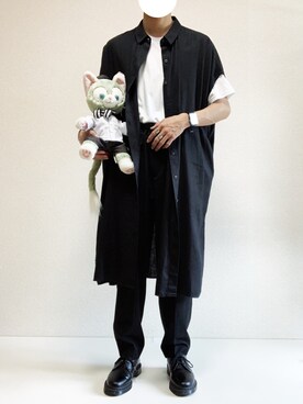 「Dr. Martens（ドクターマーチン）の［UNISEX/ユニセックス］Dr.Martens ドクターマーチン 3EYE GIBSON 1461 MONO 3ホール ギブソン シューズ（ドレスシューズ）」を使った、ミニマルまぁさん（メンズ・163cm）の夏コーディネート