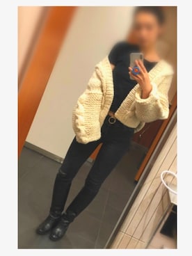 「ゆるカーディガン」｜「アイテム（ブーツ）」を使った、issyさん（レディース・162cm）の秋コーディネート