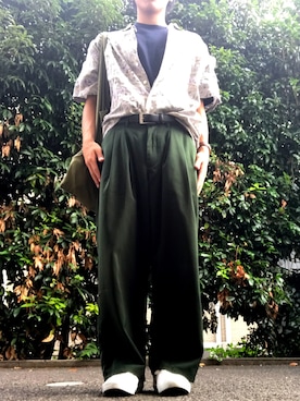 「UNIQLO（ユニクロ）のMEN ビッグシルエットポケ付きT（半袖）（Tシャツ/カットソー、ブルー系）」を使った、Naoさん（メンズ・172cm）の夏コーディネート