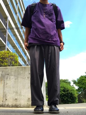 「JUNMEN（ジュンメン）のアイテム（トップス）」を使った、Naoさん（メンズ・172cm）の夏コーディネート