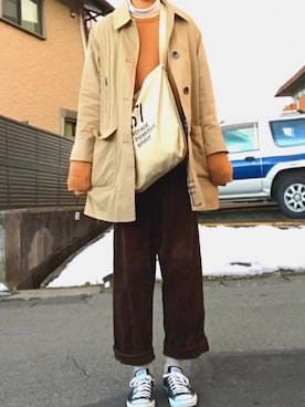 「UNIQLO（ユニクロ）のMEN ソフトタッチタートルネックT（長袖）（Tシャツ/カットソー、ホワイト系）」を使った、Naoさん（メンズ・172cm）の冬コーディネート