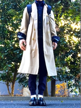 「バーバリー」｜「アイテム（デニムジャケット）」を使った、Naoさん（メンズ・172cm）の冬コーディネート