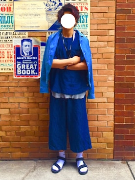 「CIAOPANIC（チャオパニック）のアイテム（Tシャツ/カットソー、ブルー系）」を使った、Naoさん（メンズ・172cm）の夏コーディネート