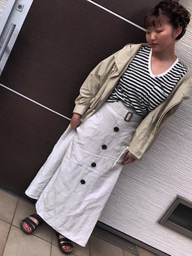 「LAKOLE（ラコレ）のアイテム（ナイロンジャケット）」を使った、榊原真子さん（レディース・165cm）の春コーディネート