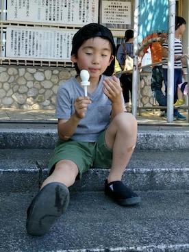 「カーキパンツ」｜keijinさん（キッズ・110cm）の秋コーディネート