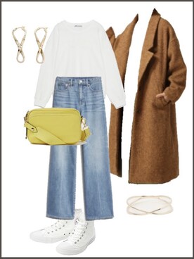 「CONVERSE（コンバース）のALL STAR HI（スニーカー）」を使った、mamamaiさん（レディース・159cm）の春コーディネート