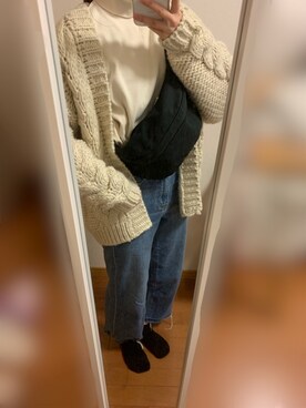 「chocomee（チョコミー）のアイテム（カーディガン/ボレロ）」を使った、tsumugi さん（レディース・154cm）の冬コーディネート