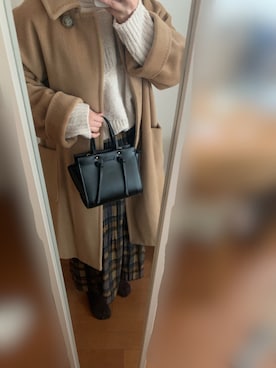 「Chez toi（シェトワ）のアイテム（ニット/セーター、ベージュ系）」を使った、tsumugi さん（レディース・154cm）の冬コーディネート