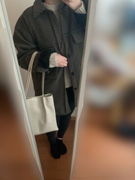 「BEAMS（ビームス）のアイテム（ジャケット/アウター、ブラウン系）」を使った、tsumugi さん（レディース・154cm）の冬コーディネート