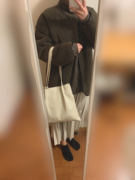 「B:MING by BEAMS（ビーミングバイビームス）のB:MING by BEAMS / ボア ショート ブルゾン 20AW-R（ブルゾン、ブラウン系）」を使った、tsumugi さん（レディース・154cm）の冬コーディネート