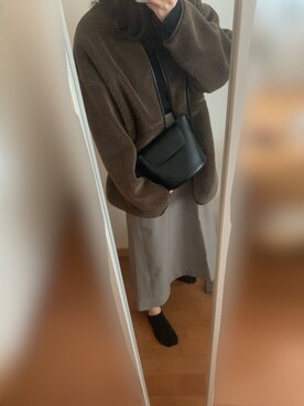 「B:MING by BEAMS（ビーミングバイビームス）のB:MING by BEAMS / ボア ショート ブルゾン 20AW-R（ブルゾン、ブラウン系）」を使った、tsumugi さん（レディース・154cm）の冬コーディネート
