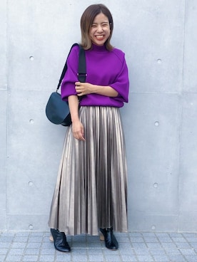 「UNITED TOKYO（ユナイテッドトウキョウ）のボリュームスリーブニット（ニット/セーター）」を使った、AYANOさん（レディース・152cm）の秋コーディネート