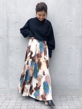 「UNITED TOKYO（ユナイテッドトウキョウ）のボリュームスリーブニット（ニット/セーター）」を使った、AYANOさん（レディース・152cm）の秋コーディネート