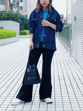 「STUDIOUS（ステュディオス）のアイテム（デニムジャケット）」を使った、AYANOさん（レディース・152cm）の春コーディネート