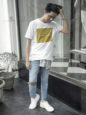 「PULL&BEAR（プルアンドベア）のアイテム（スニーカー）」を使った、Rizky Ardinsyahさん（メンズ・170cm）の春コーディネート