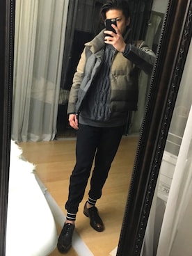 「Paul Smith（ポールスミス）のアイテム（ダウンジャケット/コート）」を使った、シンタロウさん（メンズ・175cm）の冬コーディネート