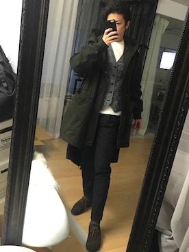 「MARNI（マルニ）のアイテム（モッズコート）」を使った、シンタロウさん（メンズ・175cm）の冬コーディネート
