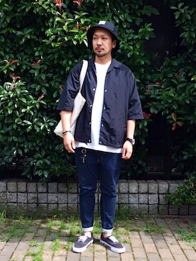 「アイテム（トートバッグ）」を使った、TANKさん（メンズ・162cm）の夏コーディネート