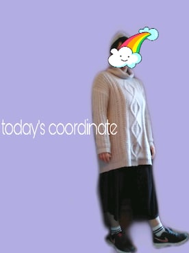 「coca（coca）（コカ）のオフタートルケーブルニット（ニット/セーター、ベージュ系）」を使った、トミーサクさん（レディース・152cm）の春コーディネート