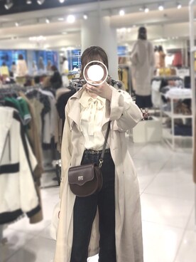 「one after another NICE CLAUP（ワンアフターアナザーナイスクラップ）の襟プリーツボウタイブラウス（シャツ/ブラウス、ホワイト系）」を使った、Chicaさん（レディース・162cm）の春コーディネート