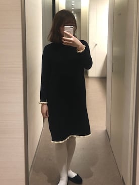 「Miro amuretteのアイテム（ワンピース、ブラック系）」を使った、Chicaさん（レディース・162cm）の冬コーディネート