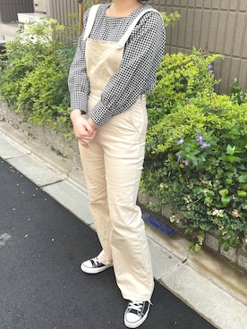 「flower」｜「アイテム（オールインワン・サロペット）」を使った、Chicaさん（レディース・162cm）の春コーディネート