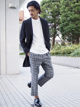 「ポケットＴシャツ」｜「アイテム（トップス）」を使った、永津雄人さん（メンズ・180cm）の秋コーディネート