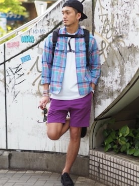 「THUMPERS BROOKLYN NYC USA（サンパース）のアイテム」を使った、永津雄人さん（メンズ・180cm）の夏コーディネート